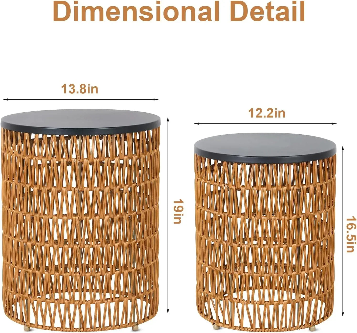 Outdoor Side End Table with Dimmable Light Remote Control 2 Pack Small Round Patio Table with Timing Light Outside Plastic Desk