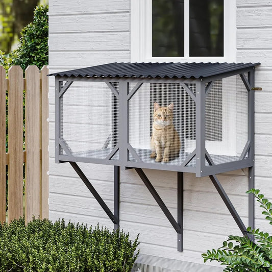 Cat Window Box Catio Outdoor Enclosure with Window Perch
