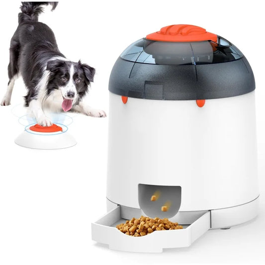 Dog Puzzle Feeder Toy Interactive IQ Training Electronic Dog Toys Automatic Rechargeable Treat Dispenser Push Remote 280ml Capacity