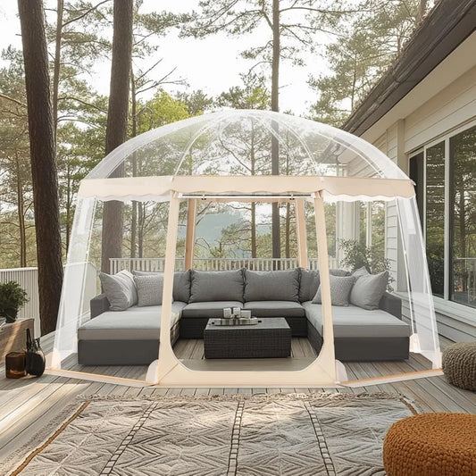 Upgraded Pop Up Bubble Tent for 8 to 10 People - Simple Assembly Required - 12 by 11.1 Feet Outdoor Clear Bubble Dome - Weatherproof Camping Tent