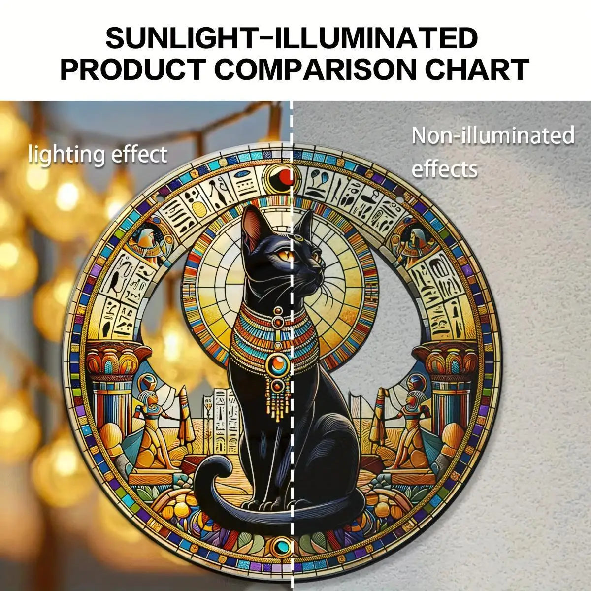 Egyptian Bastet Cat Suncatcher Acrylic Wall Hanging Home Decor