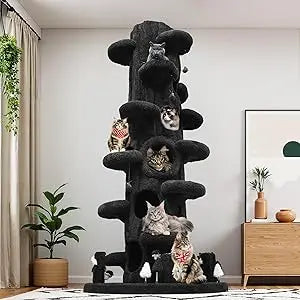 Super Large Cat Tree for Indoor Cats All in One Tall Cats Tower with Scratching Post Luxury Multi Level Solid Wood Cat Condo