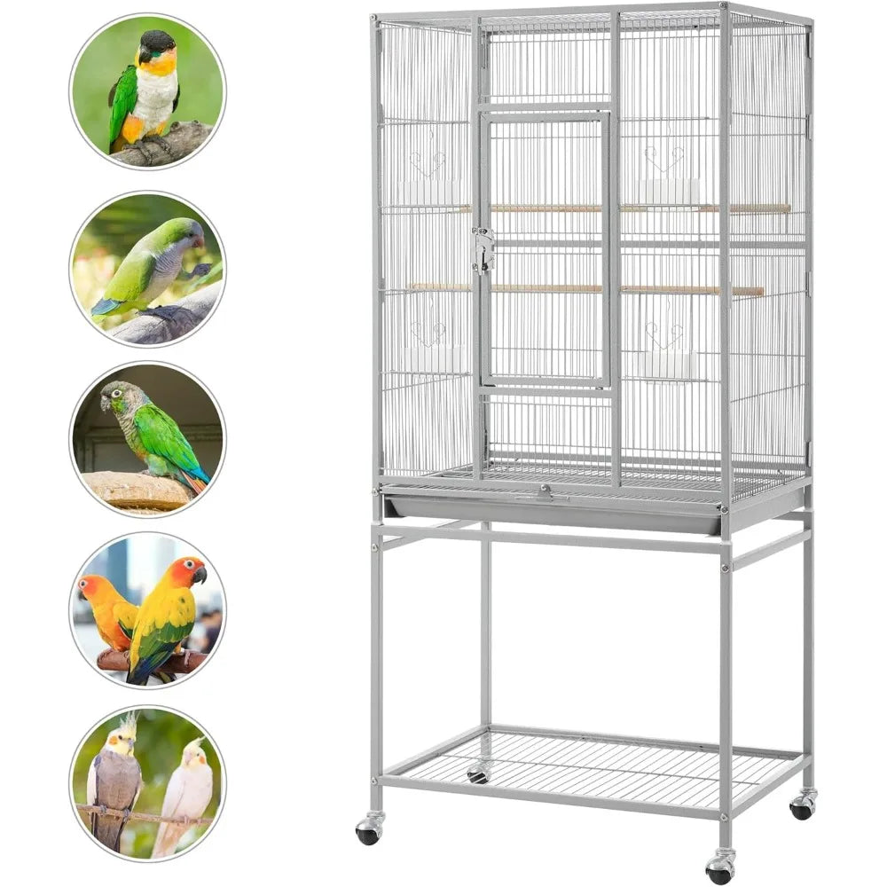 Metal Large Bird Cage With Stand For Parrot Parakeet And Cockatiel