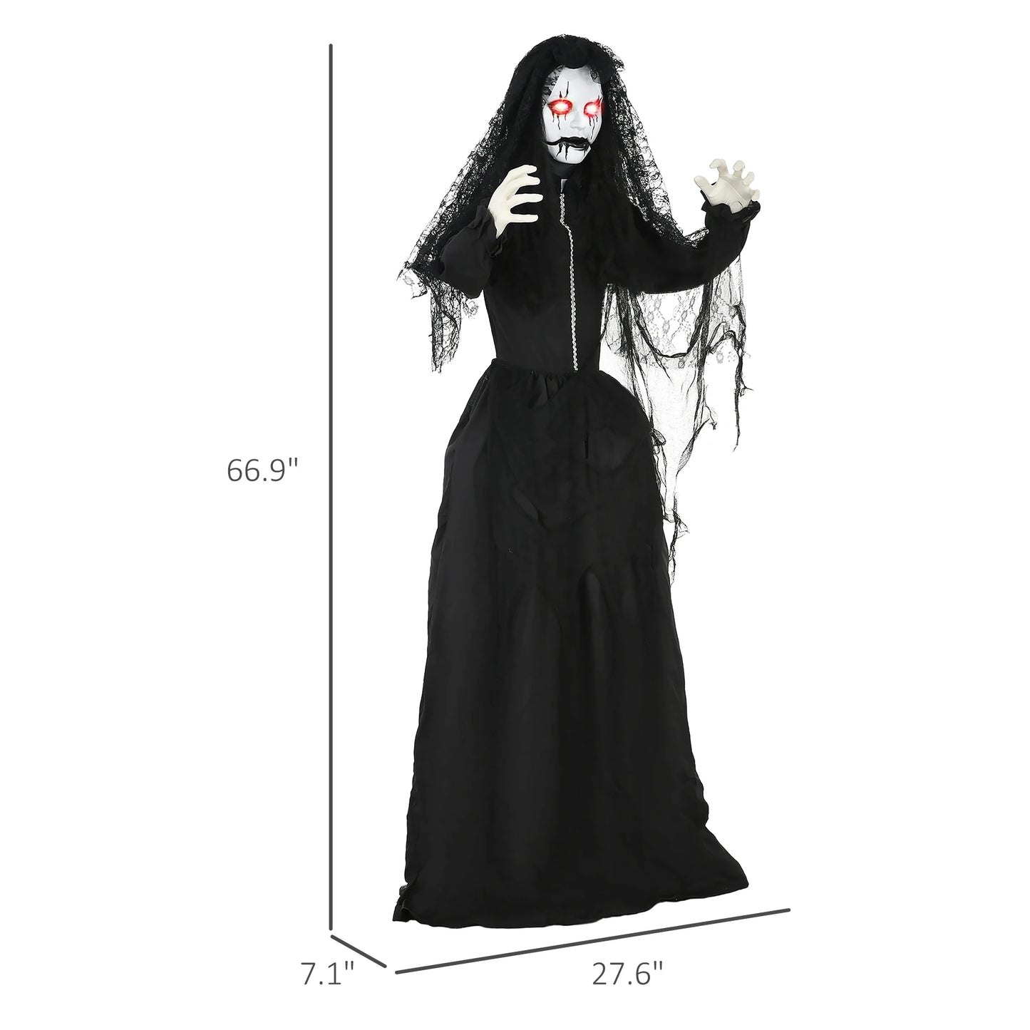 Homcom Halloween Zombie Bride Animatronic Light Up Eyes