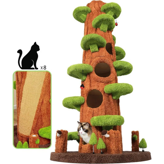 Super Large Cat Tree for Indoor Cats All in One Tall Cats Tower with Scratching Post Luxury Multi Level Solid Wood Cat Condo