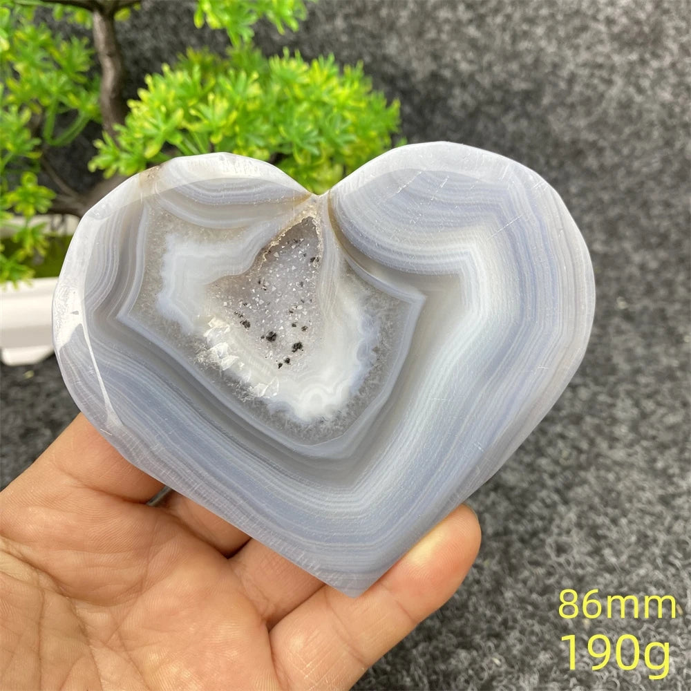 Natural Blue Agate Geode Heart Shaped Agate Reiki Healing Spiritual Meditation Home Decor Birthday Gift