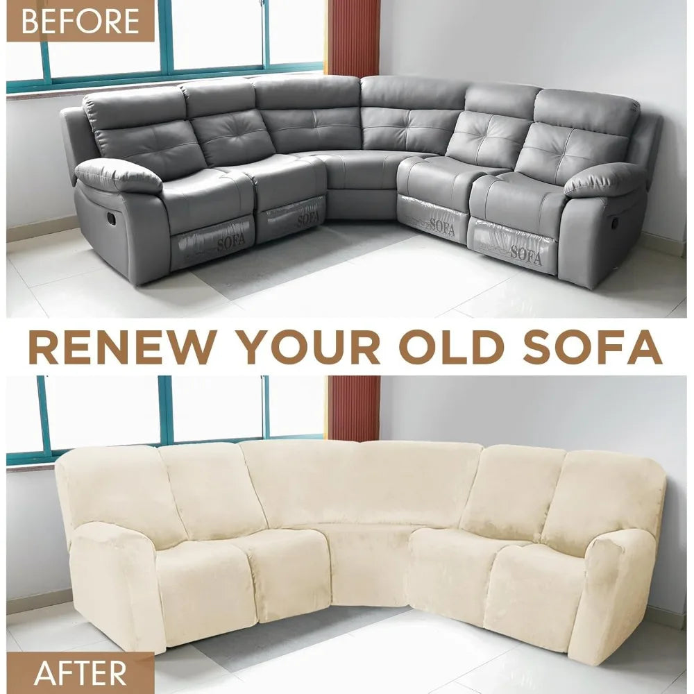 L Shaped Sectional Sofa Cover Velvet Stretch Slipcover
