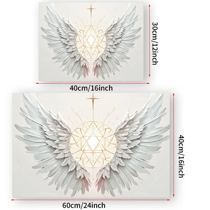 Elegant Angel Wings Wall Tapestry Boho Sunburst Design