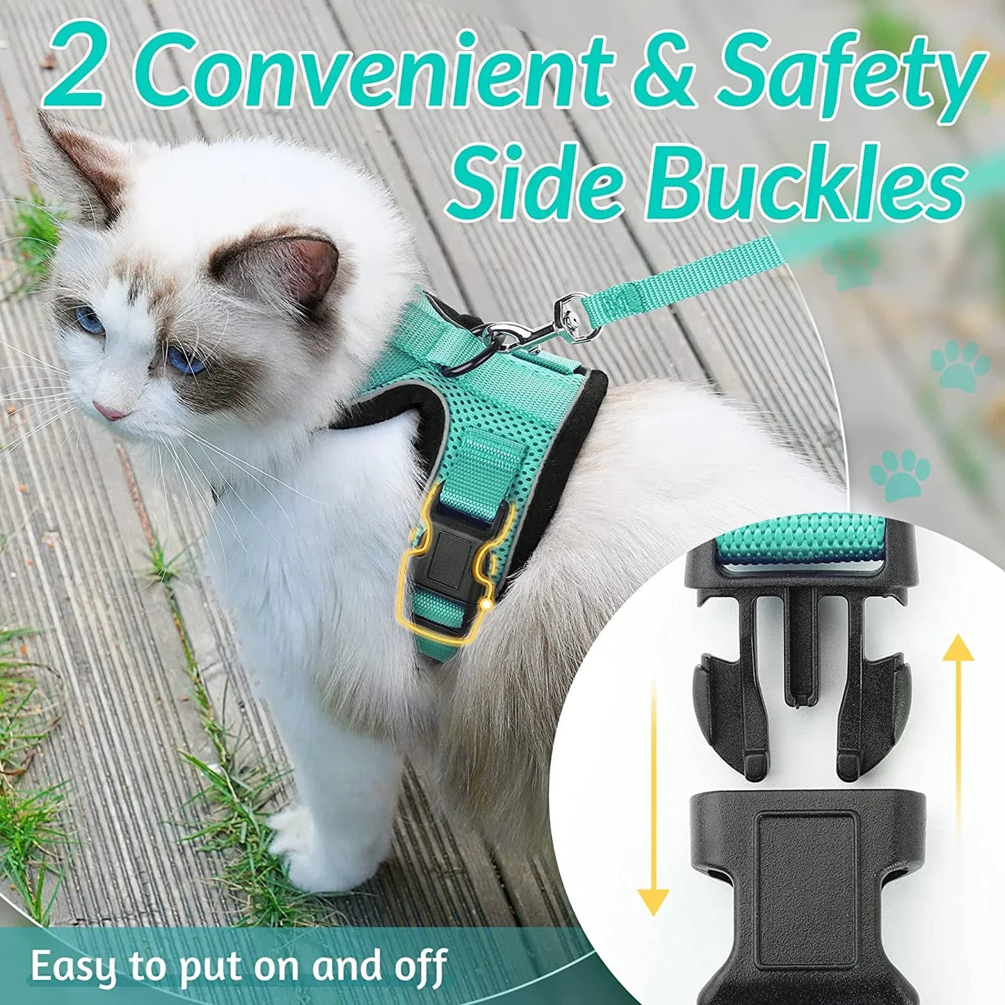 Cat Harness and Leash for Walking Escape Proof Soft Adjustable Vest Harnesses for Cats Easy Control Pet Collar
