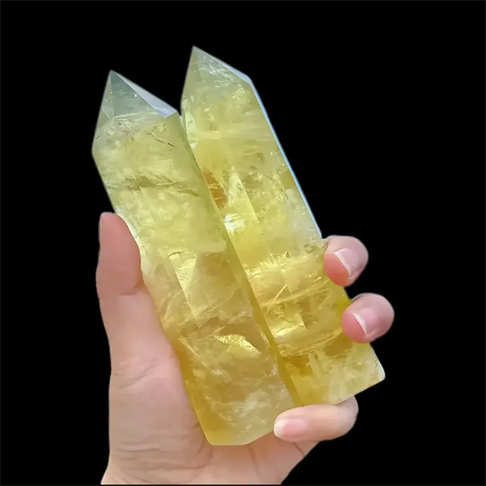 1pc Natural Crystal Yellow Quartz Column Yellow Quartz Rod Beautiful Home Decoration Pyramid