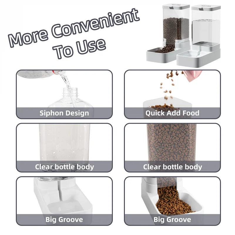 Pet Automatic Feeder Gravity Dispenser Food Storage Bucket Large Capacity Food Grade Materials Easy Cleaning for Cats and Dogs