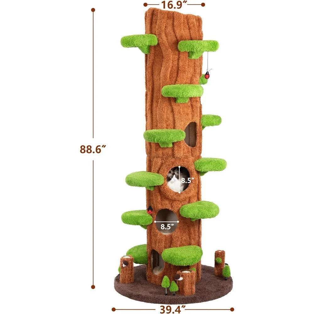 Super Large Cat Tree for Indoor Cats All in One Tall Cats Tower with Scratching Post Luxury Multi Level Solid Wood Cat Condo