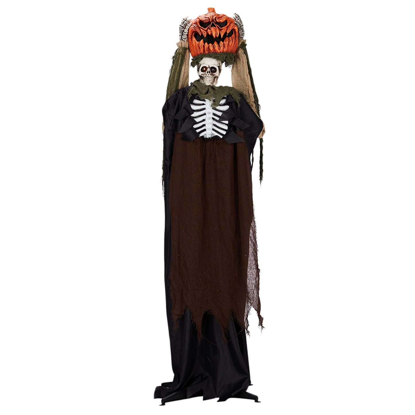 Outdoor Life Size Animatronic Ghost With Pumpkin Head Decor