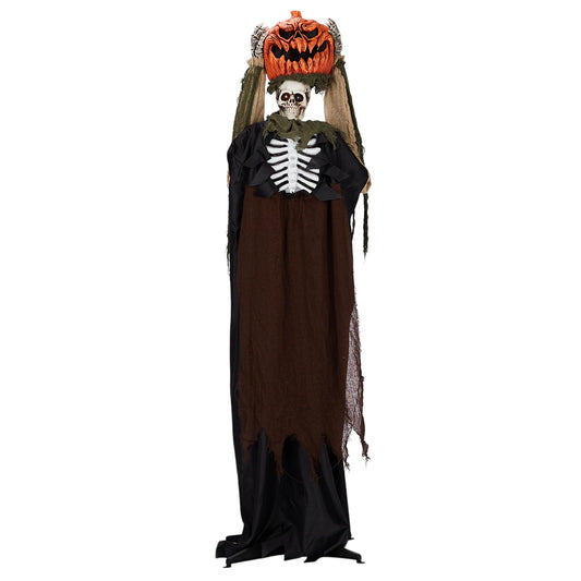 Outdoor Life Size Animatronic Ghost With Pumpkin Head Decor