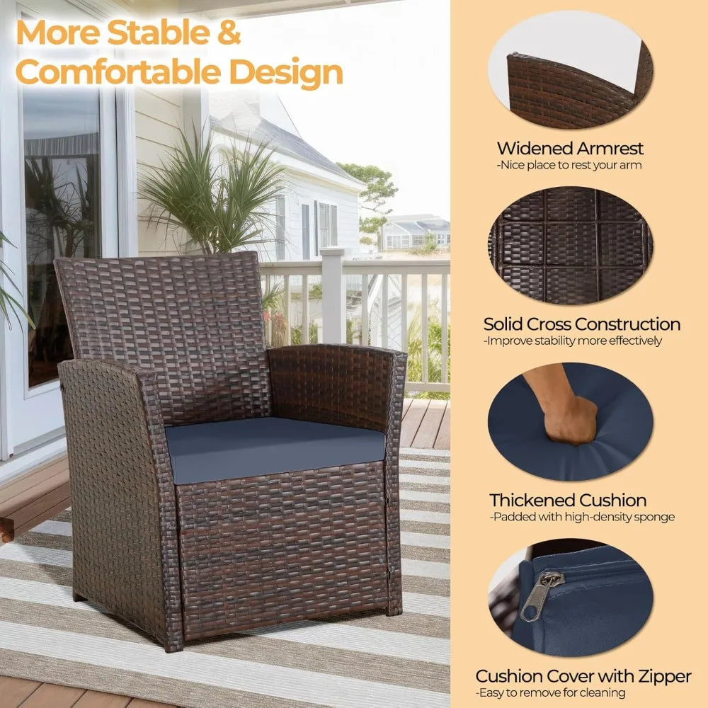 4 Piece Outdoor Patio Sectional Set Rattan Wicker Table And Chairs Loveseat