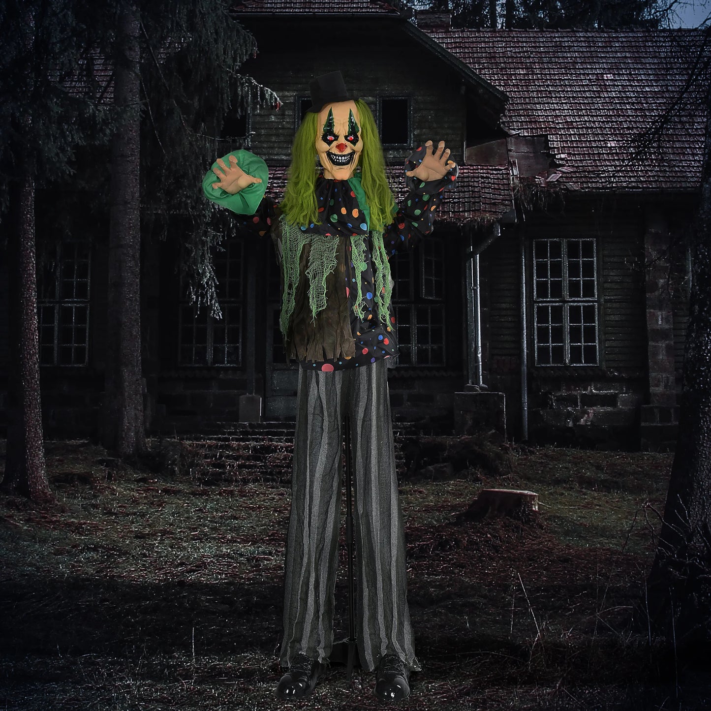 Circus Clown Halloween Animatronic With Sound Activated