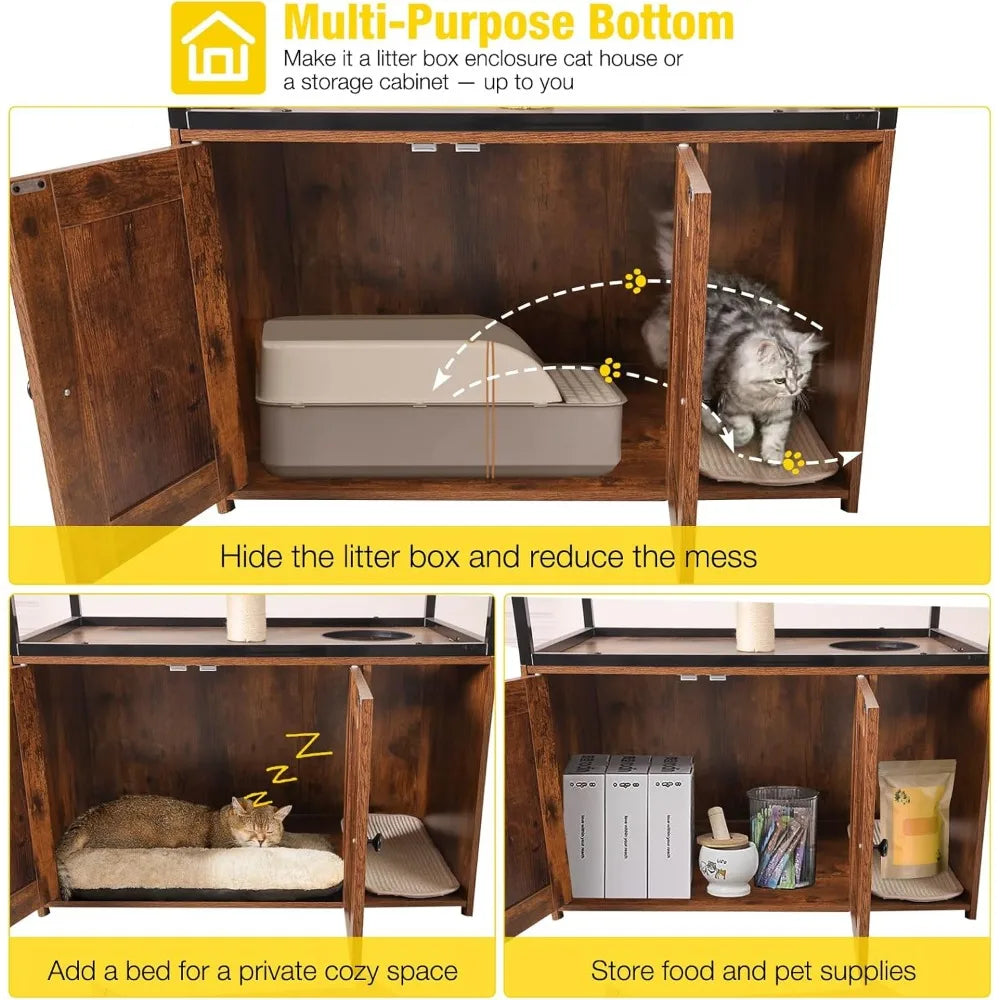 Wooden Cat Washroom Furniture Enclosure Hidden Litter Box