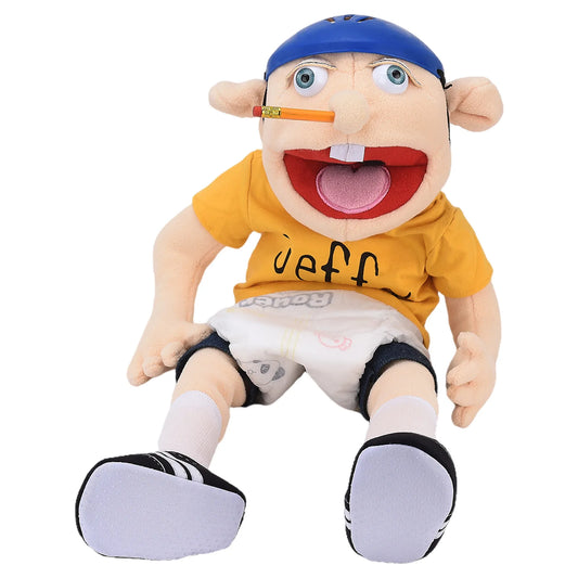 Funny Cartoon Open Mouth Boy Stuffed Plush Hand Puppet for Kids Gift Home Decor