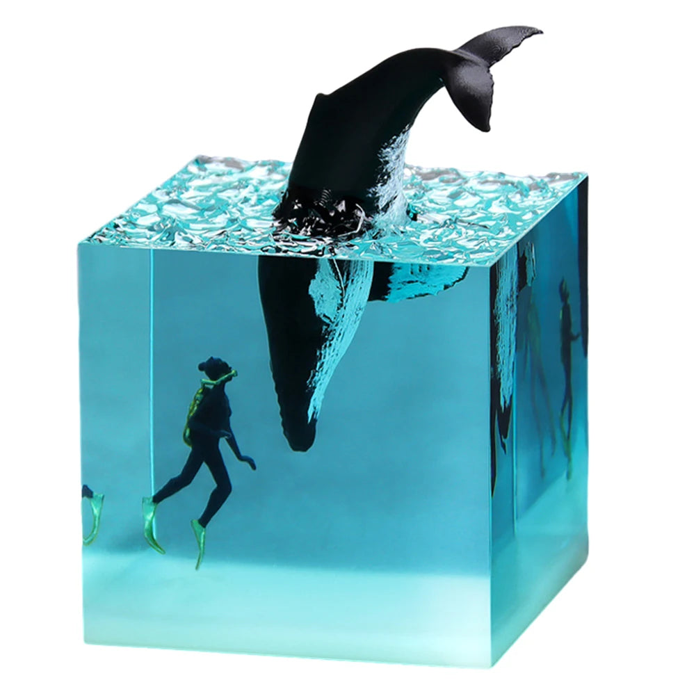 Marine Whale Cube Ornament With Light Ocean Decoration For Desktop Bookshelf