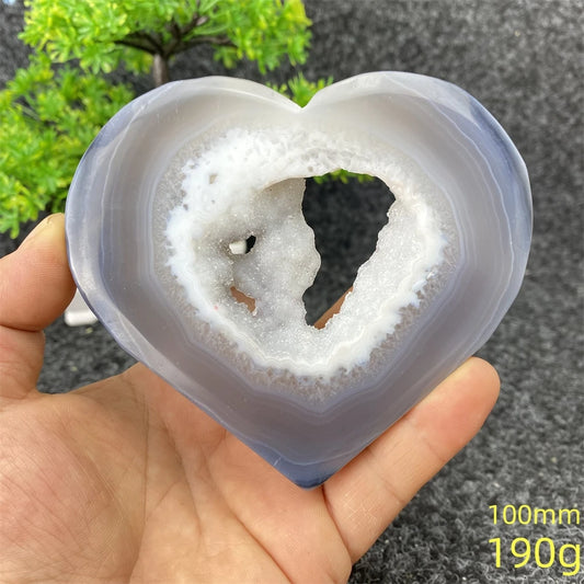 Natural Blue Agate Geode Heart Shaped Agate Reiki Healing Spiritual Meditation Home Decor Birthday Gift