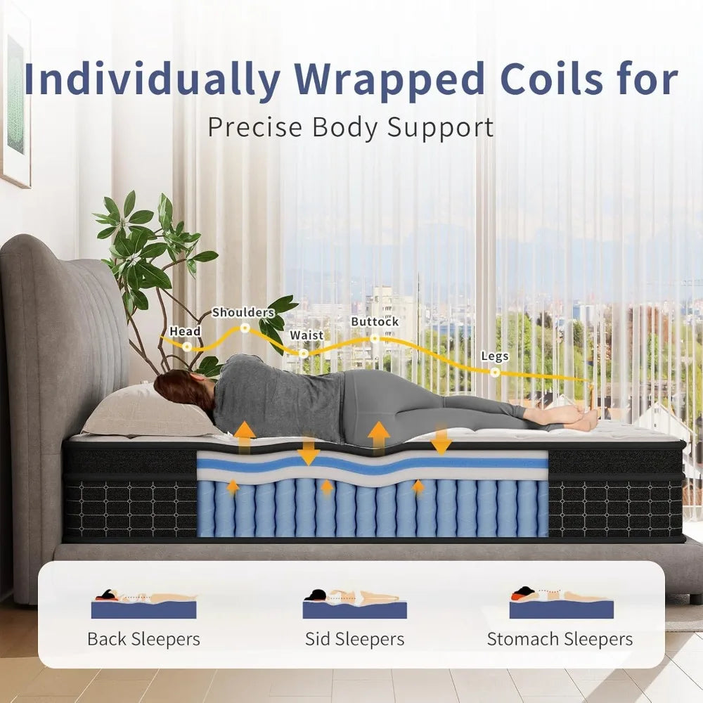 12 Inch Hybrid Mattress In A Box Pocket Coil Support