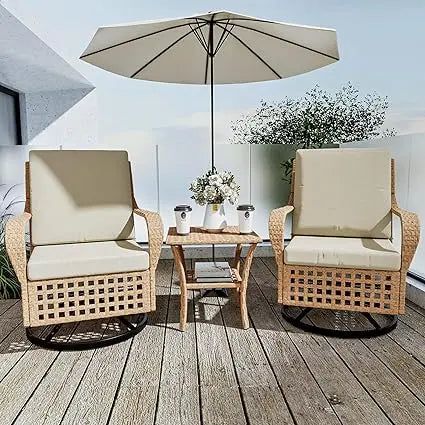 3 Piece Outdoor Swivel Rocker Patio Chairs Set 360 Degree