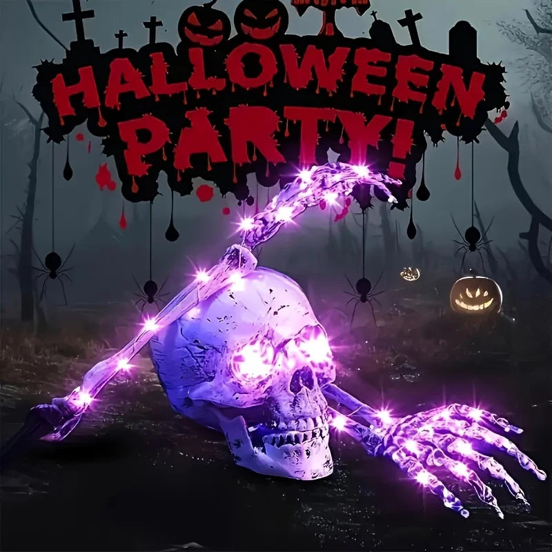 Halloween Light Up Skeleton Set Skull And Arms Party Cosplay