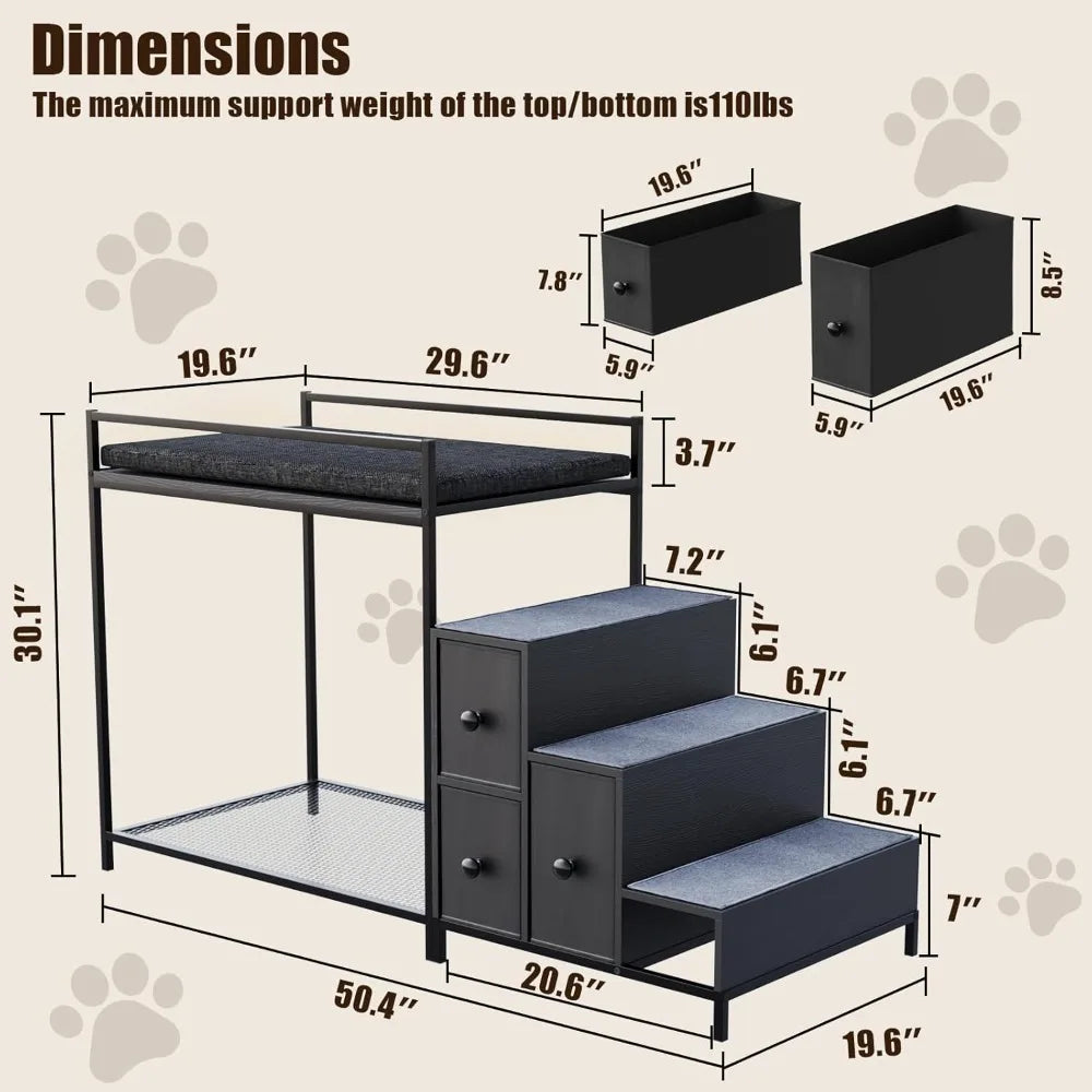 Pet Bunk Bed With Stairs And Storage Window Perch With Foam