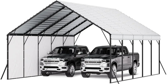 20x24 Ft Heavy Duty Metal Carport With Removable Sidewalls