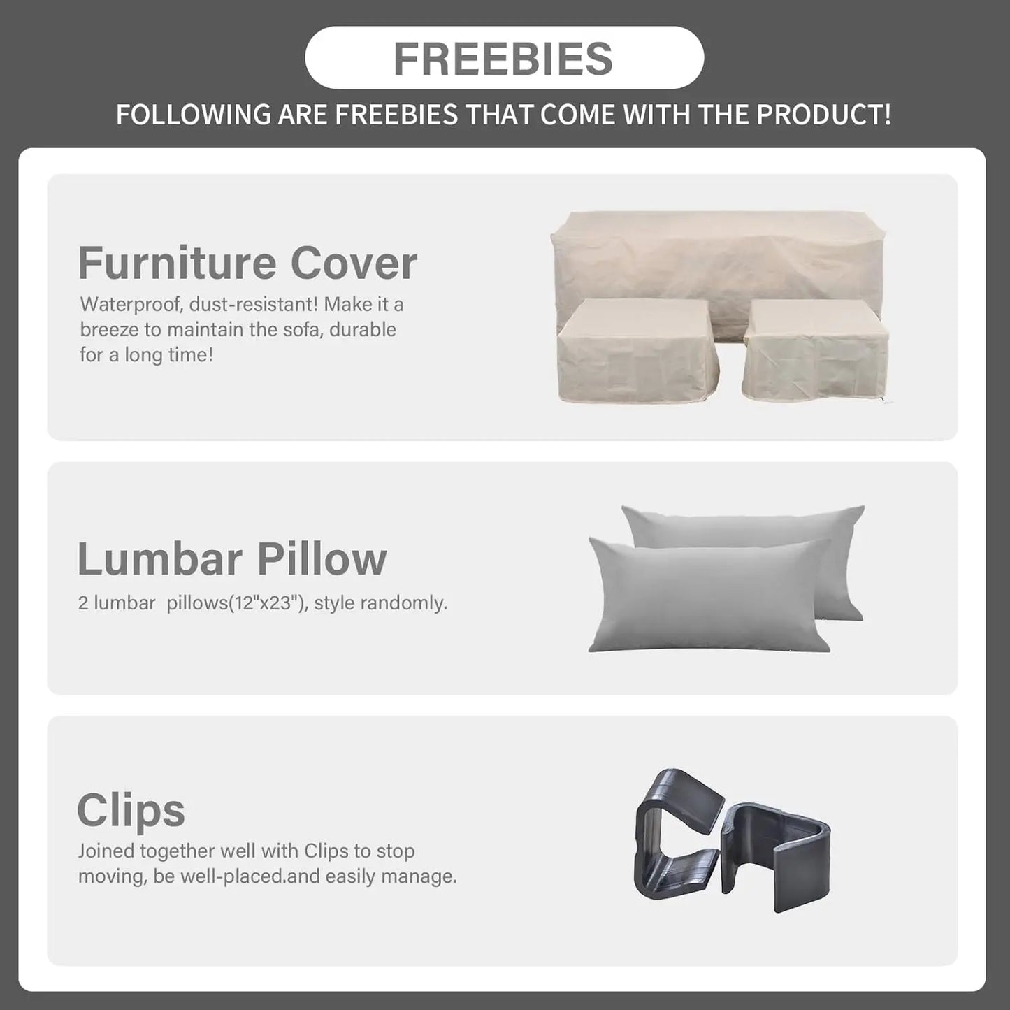 3 Piece Patio Furniture Set Outdoor Sectional Wicker Ottoman