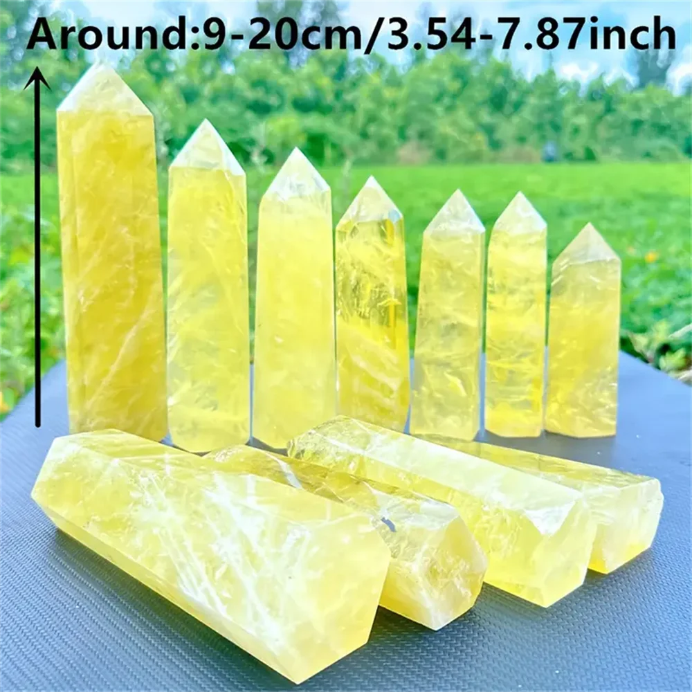 1pc Natural Crystal Yellow Quartz Column Yellow Quartz Rod Beautiful Home Decoration Pyramid