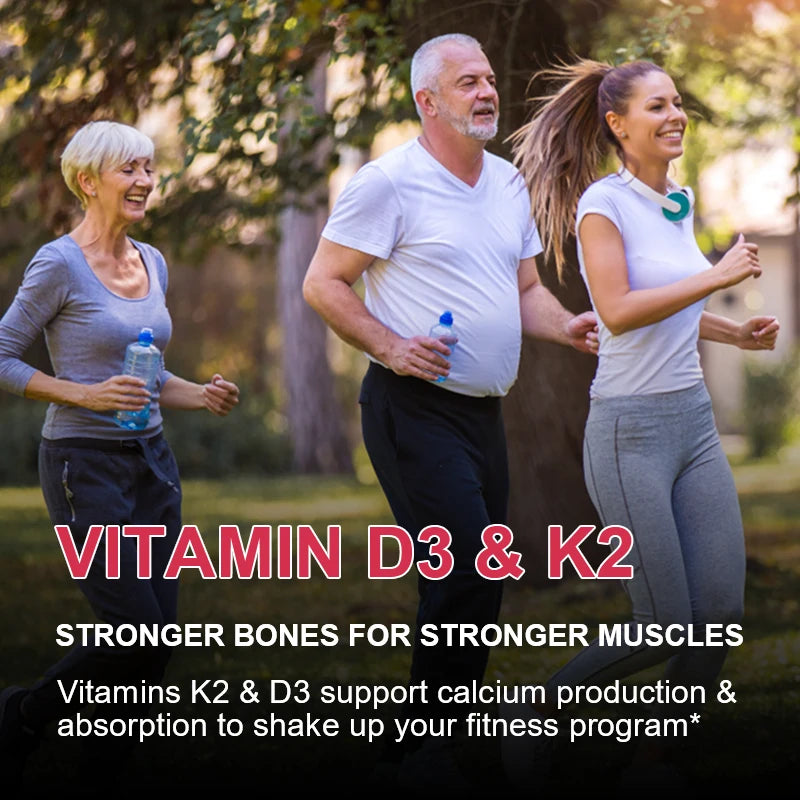 Beworths 60PCS Vitamin D3 and K2 Gummies 1000 IU Vitamin D3 and 45 Mcg Vitamin K2 for Bone Health and Muscle Function