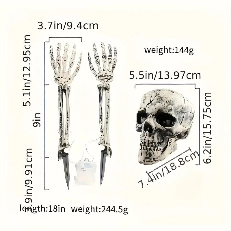 Halloween Light Up Skeleton Set Skull And Arms Cosplay Gift