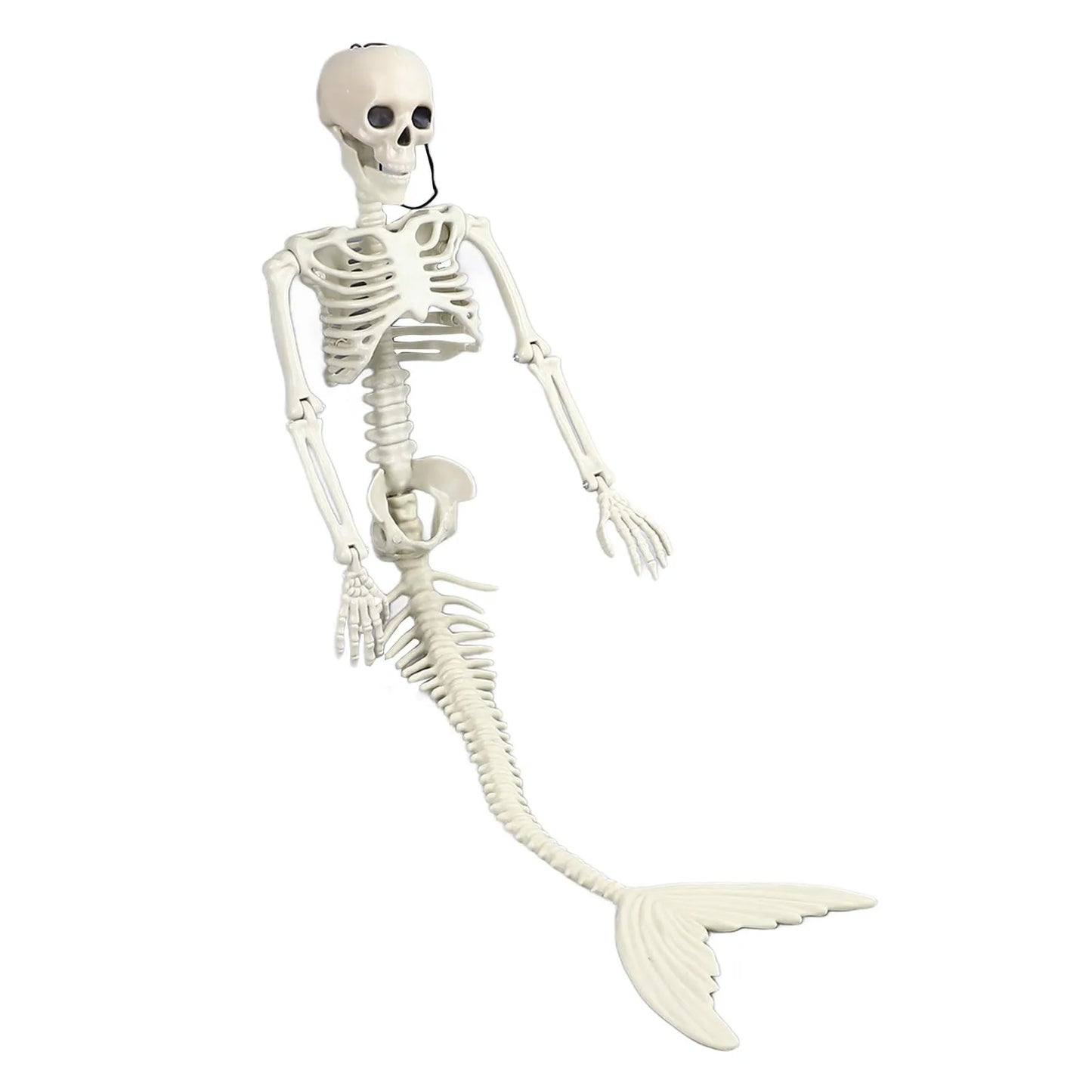 Life Size Skeleton Mermaid Halloween Outdoor Decorations Movable Posable Joints Realistic Skeleton Mermaid Props Costume Party