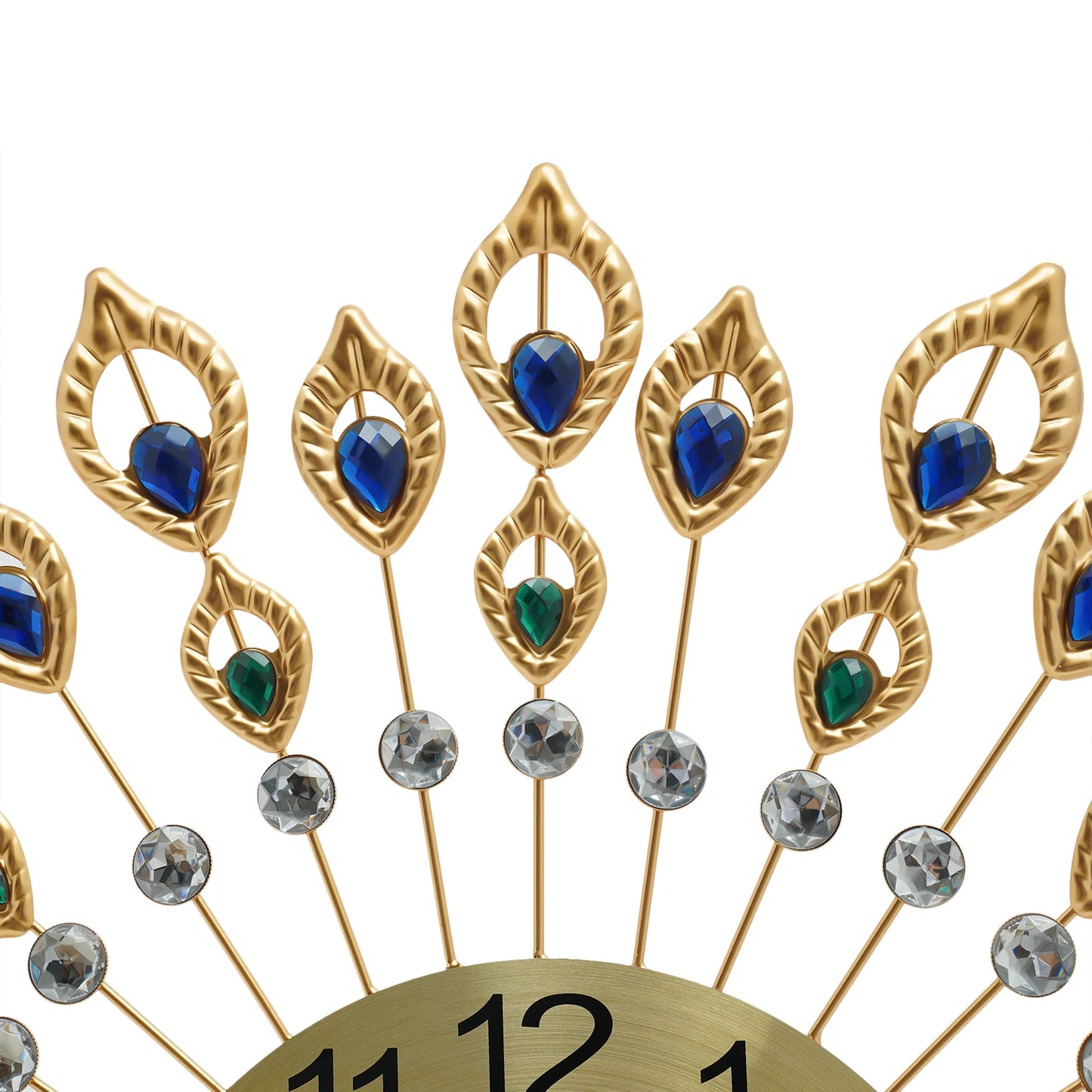 Decorative Wall Clock with Peacock Feather Design, Quartz Movement, Quiet, Perfect for Home and Office