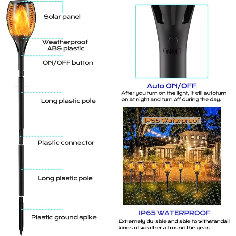 43 Inch Flickering Flame Solar Torch Lights Waterproof