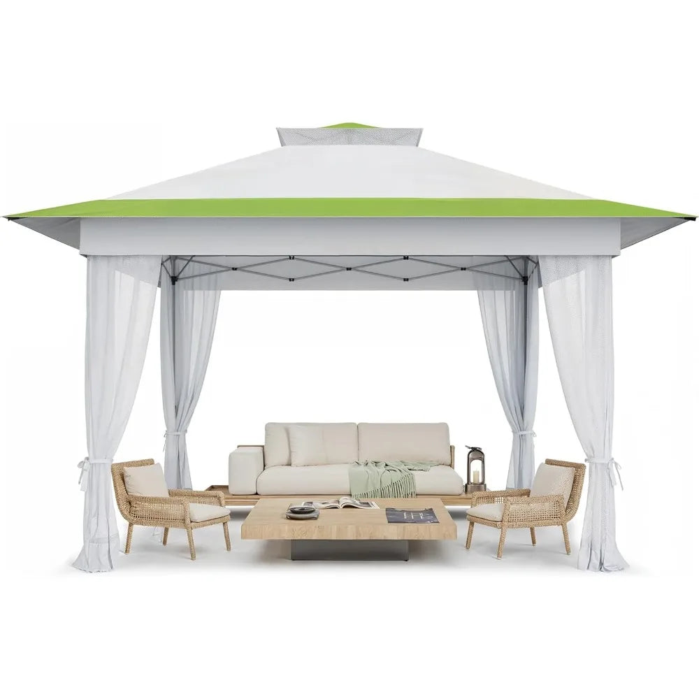 Amada 13x13 Pop Up Gazebo Outdoor Canopy Tent with Mosquito Netting for Backyard and Patio Furniture
