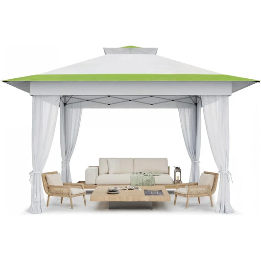 Amada 13x13 Pop Up Gazebo Outdoor Canopy Tent with Mosquito Netting for Backyard and Patio Furniture