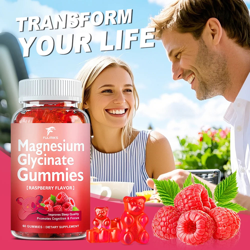 Magnesium Glycinate 500mg Gummies Supplement for Sleep, Bone Health & Mood To Help Adults Relax - 60 Gummies