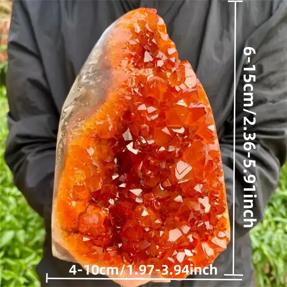 1PC Rare Orange Colorful Crystal Geode Rocks Cluster Quartz Stone Mineral Crystal Rock Ornament