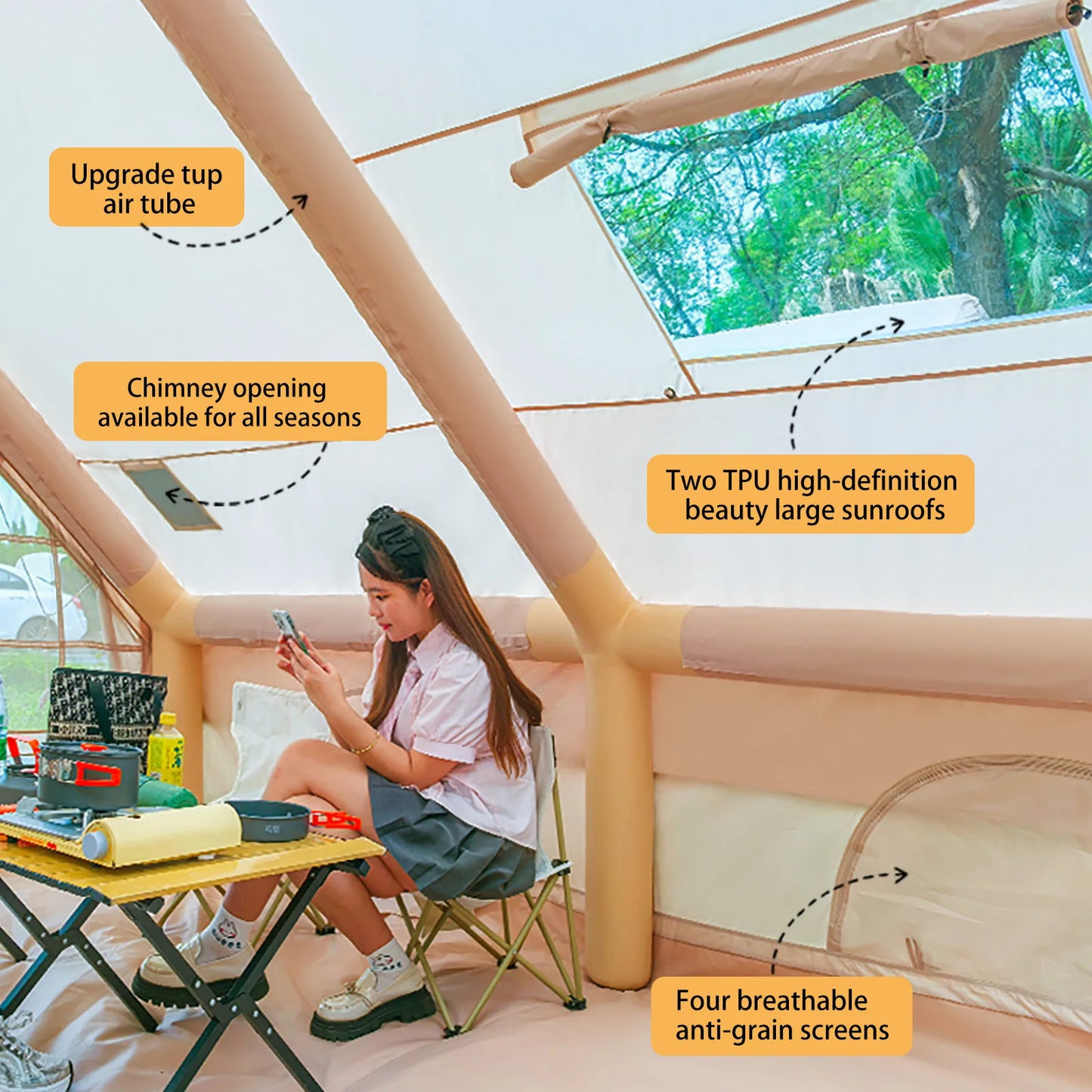 4 Season Inflatable Tent For Camping With Hand Pump Portable Glamping Tent