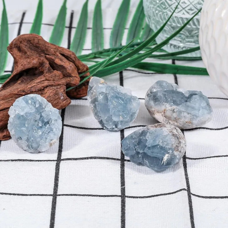Large Natural Celestite Crystal Cluster 400-1000g Sky Blue Geode Rough Mineral for Healing and Decoration