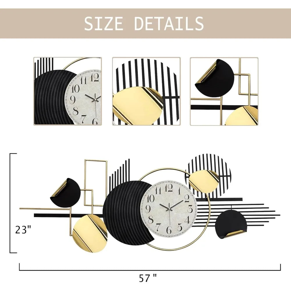 Large Abstract Round Metal Wall Art 3D Black And White Modern Geometric Decor