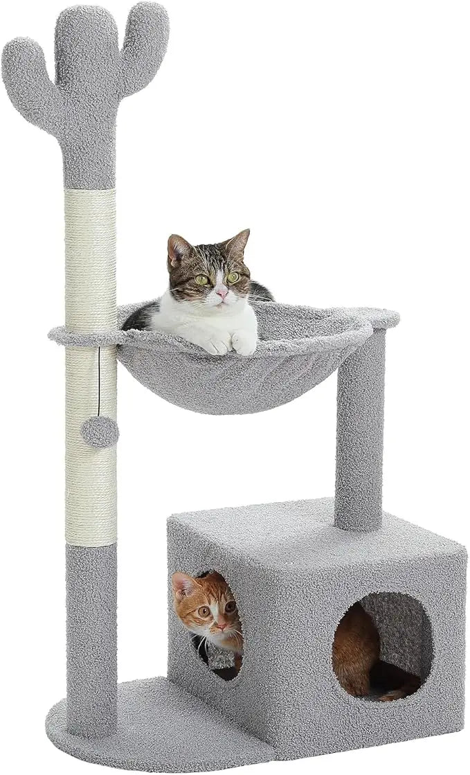 Modern Cat Tree for Large Cats Wood Cat Tower for Indoor Cats Real Branch Luxury Cat Furniture with Super Large Cozy Condo