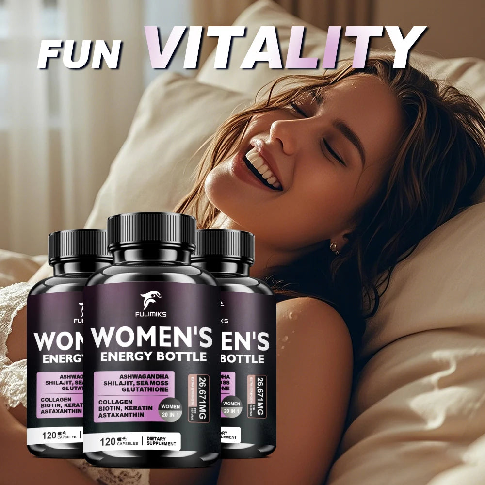 Women's Energy Pills Supplements with Sea Moss, Shilajit, Ashwagandha, Women's Health- 120 Capsules