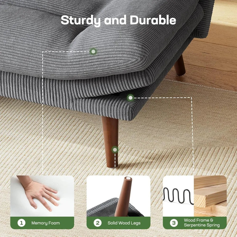 Convertible Futon Sofa Bed With Adjustable Backrest