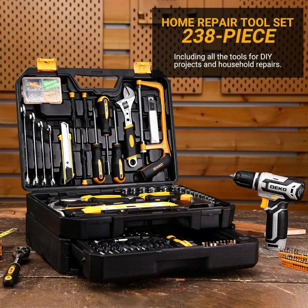 Home Mechanic Tool Kit 12V Cordless Drill Set Organizer