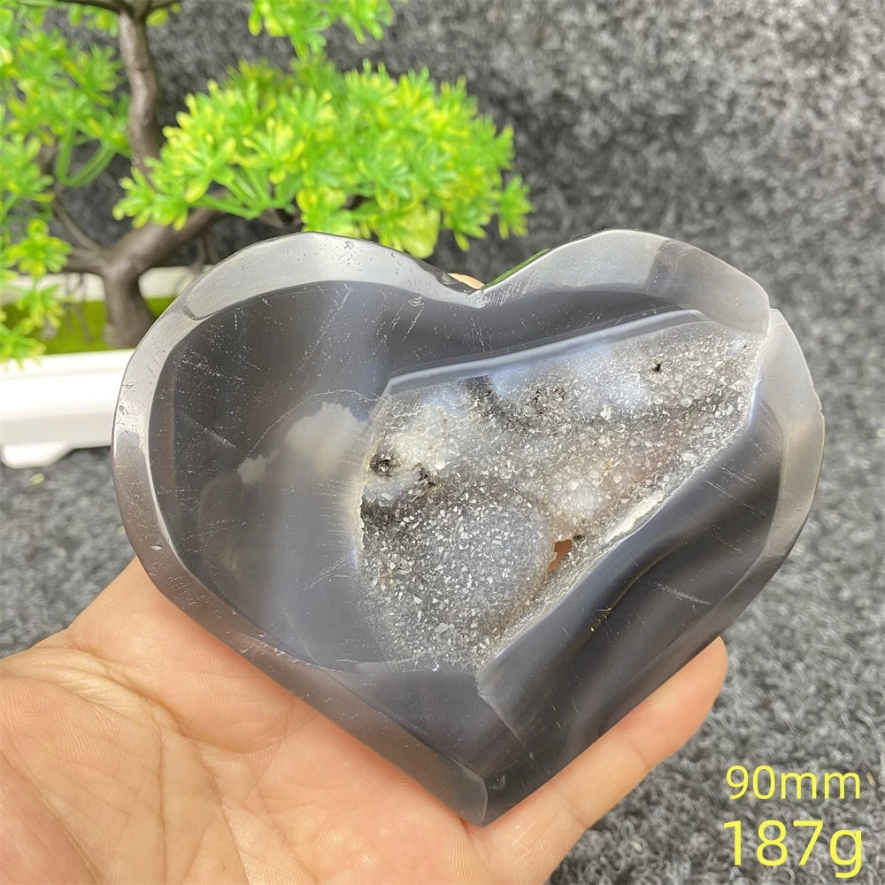 Natural Blue Agate Geode Heart Shaped Agate Reiki Healing Spiritual Meditation Home Decor Birthday Gift