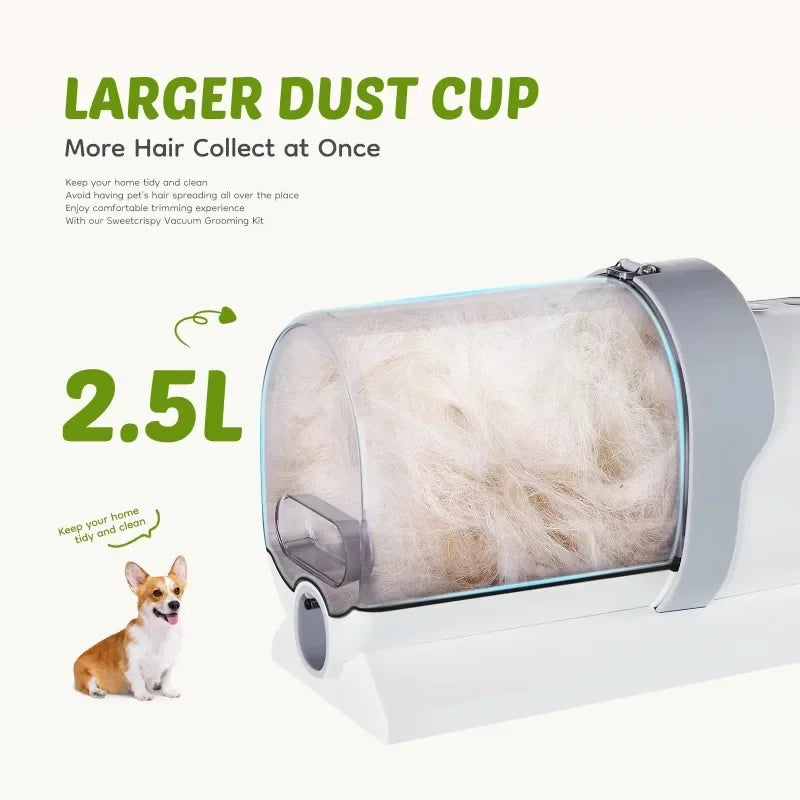 Gianna Dog Grooming Kit 2.5L Pet Hair Vacuum 5 In 1 Electric Clippers Cleaning Set for Dogs Cats and Other Animals