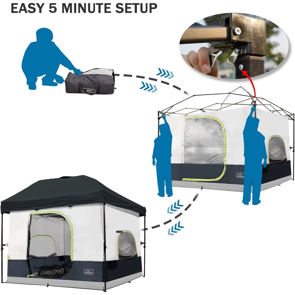 Camping Inner Tent for Pop Up Canopy 10x10 Straight Leg Fully Vented Roof Black